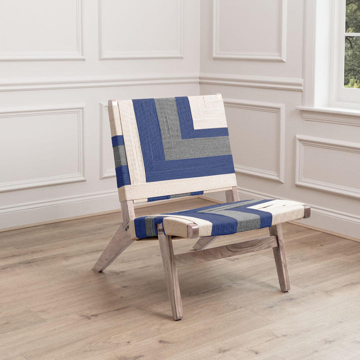BALLARI WOVEN CHAIR BLUE KILM
