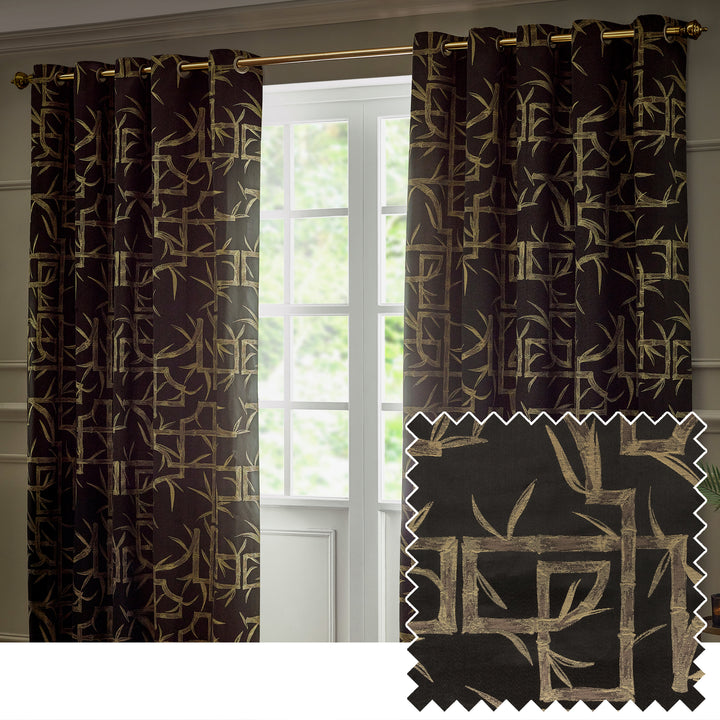 BAMBOO EYELET CURTAINS BLACK