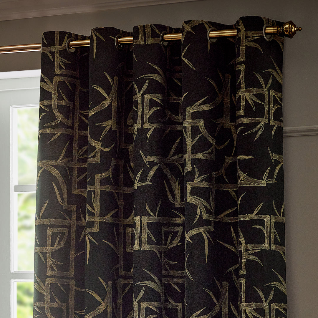 BAMBOO EYELET CURTAINS BLACK
