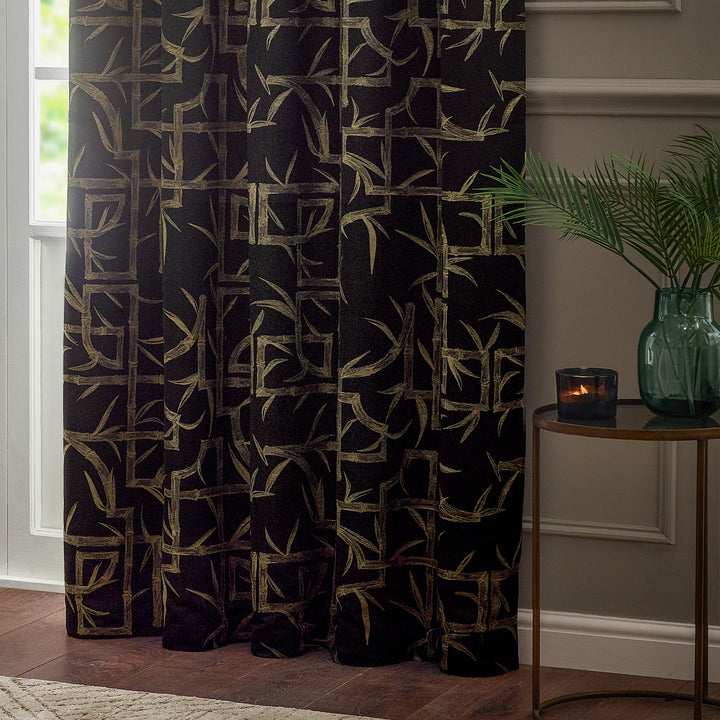 BAMBOO EYELET CURTAINS BLACK