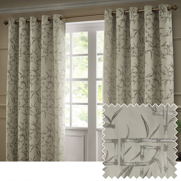 BAMBOO EYELET CURTAINS CHAMPAGNE