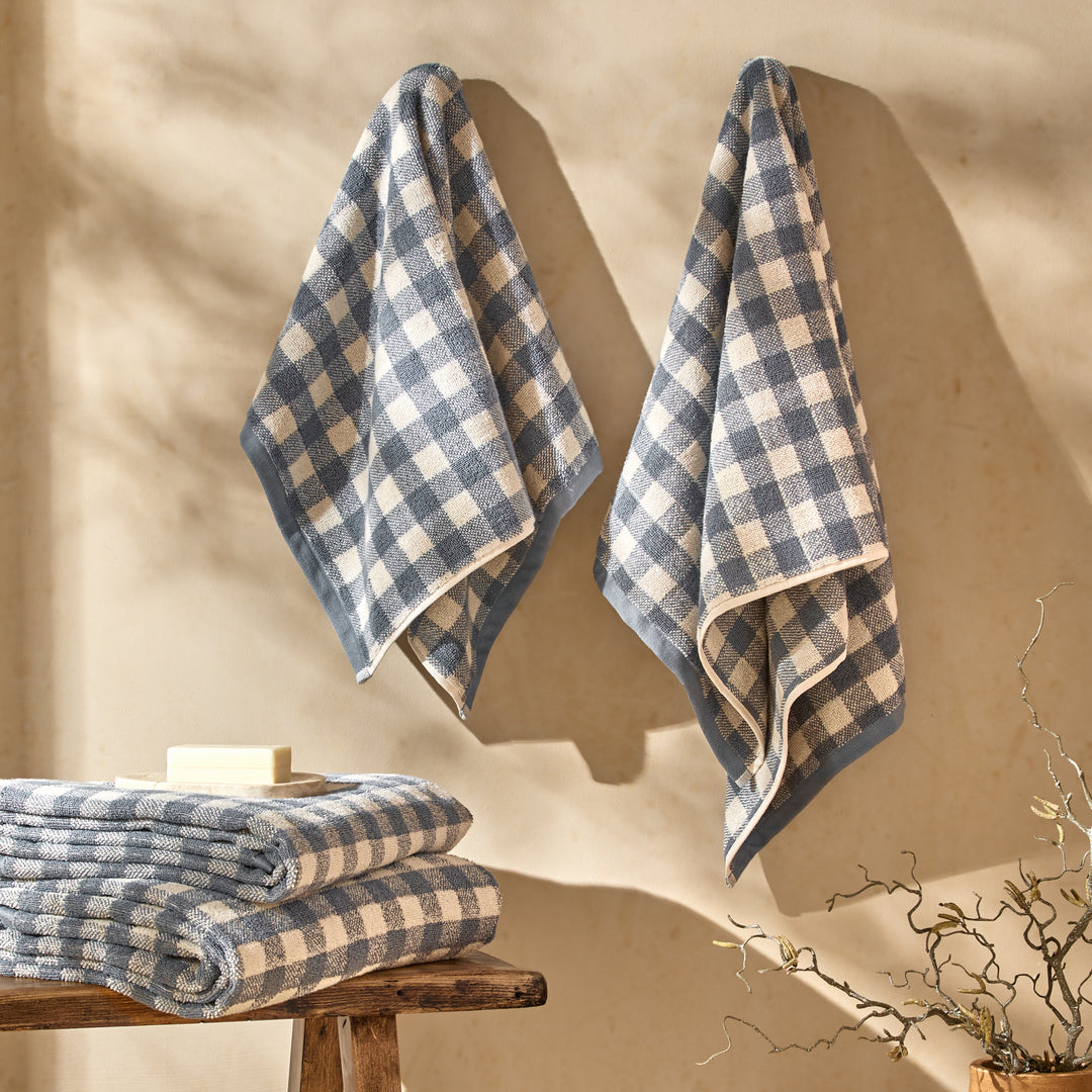 Barton Check 100x150cm Bath Sheet Towel Denim Blue - image 4