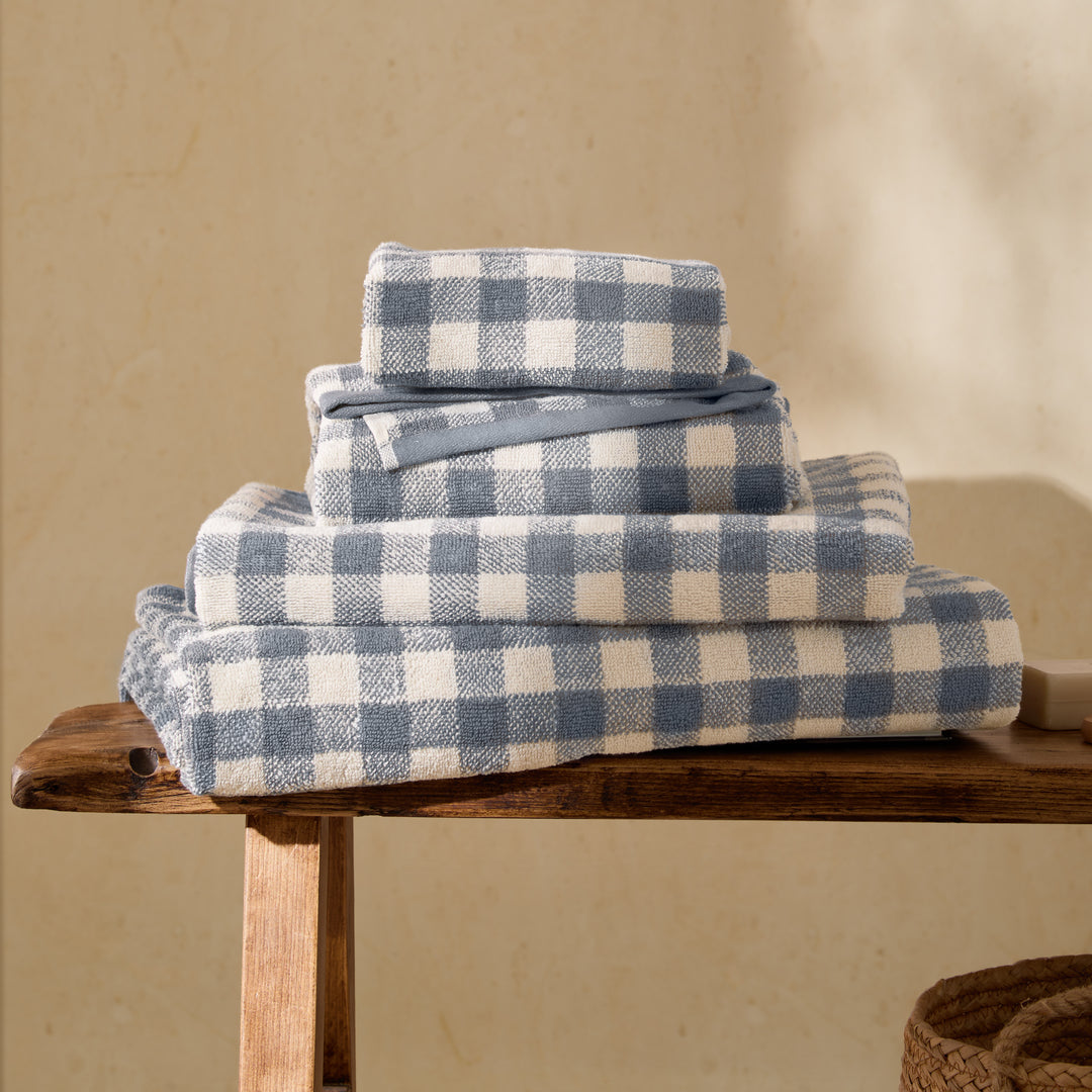 Barton Check 100x150cm Bath Sheet Towel Denim Blue