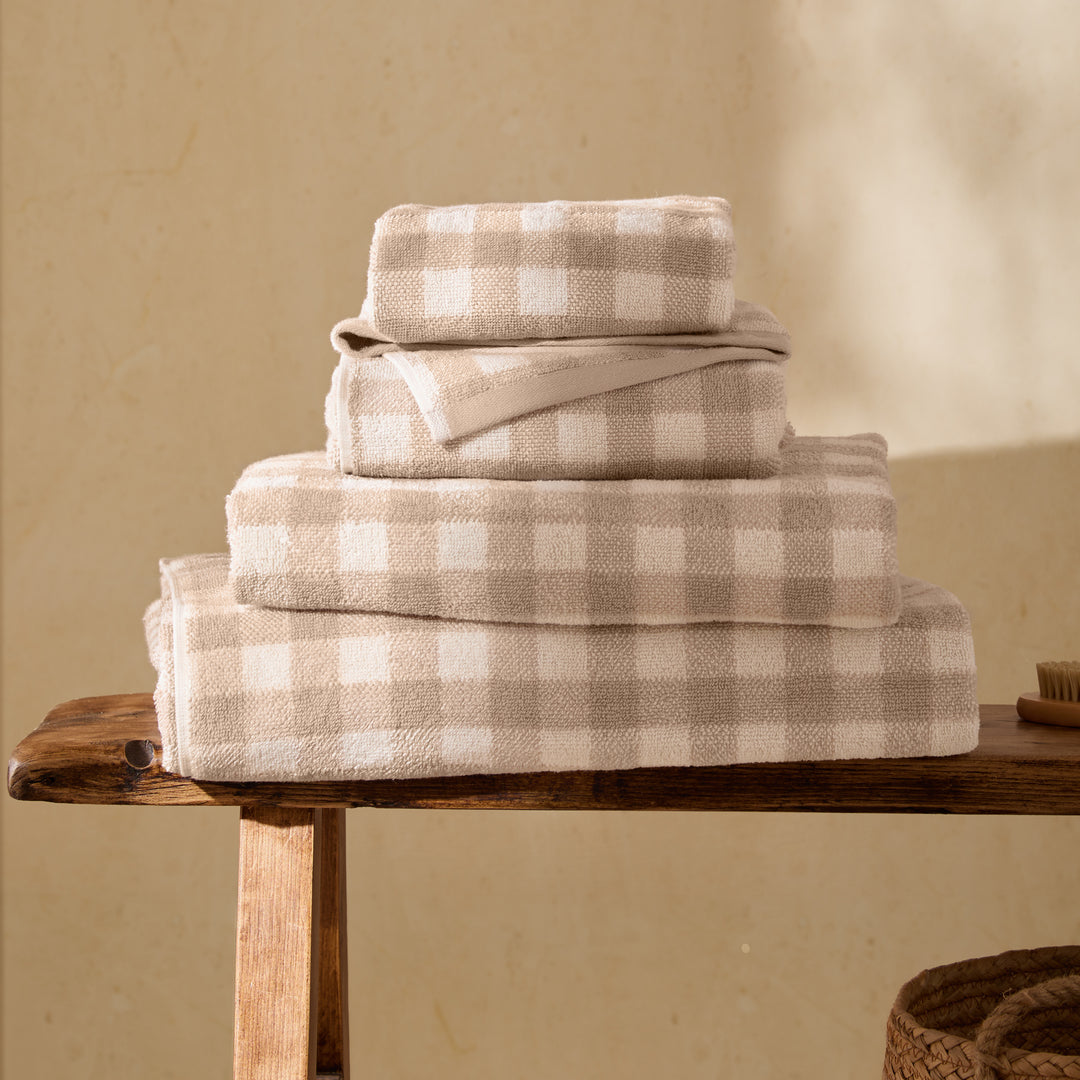Barton Check 100x180cm XL Bath Sheet Towel Natural