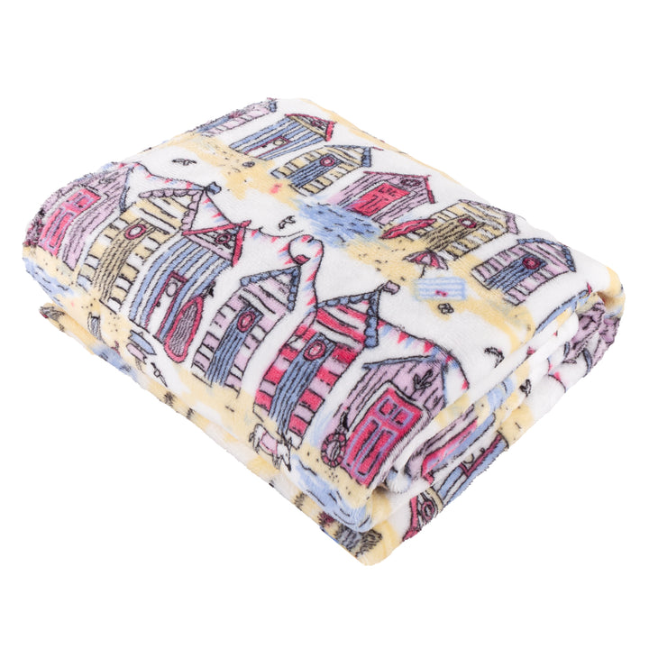 Beach Huts 130x150 Fleece Throw Multi - image 2