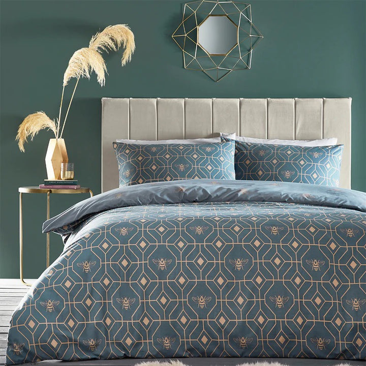 HBee Geometric Duvet Cover Set_French Blue