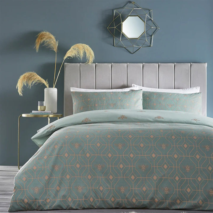 HBee Geometric Duvet Cover Set_Turquois