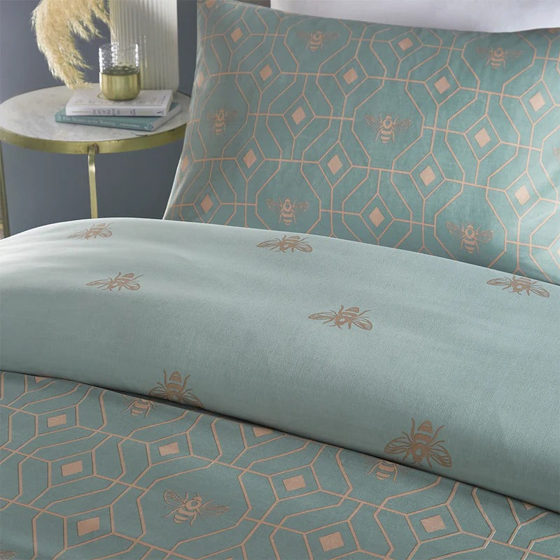 HBee Geometric Duvet Cover Set_Turquois