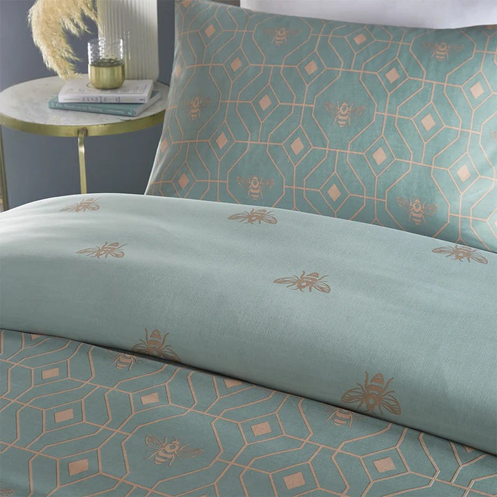 HBee Geometric Duvet Cover Set_Turquois
