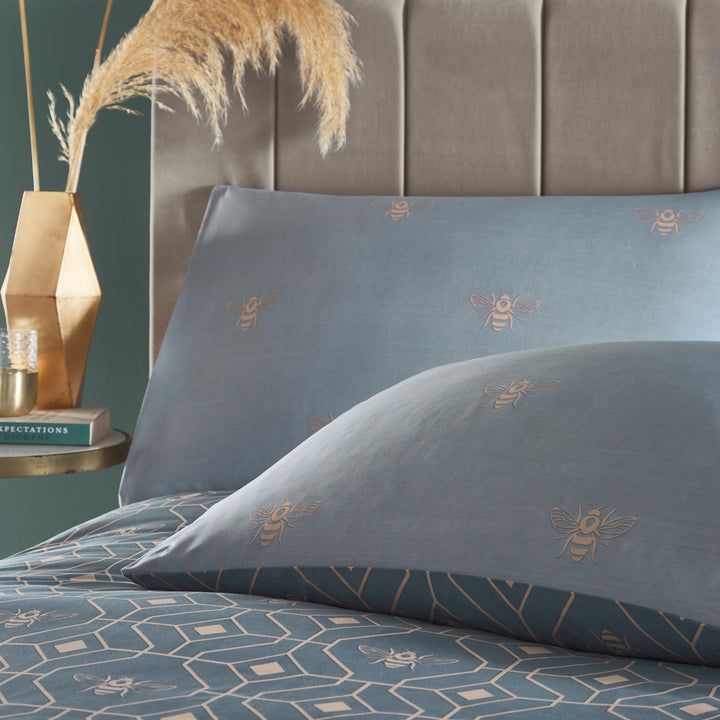 Bee Deco Double Duvet Set French Blue - image 2