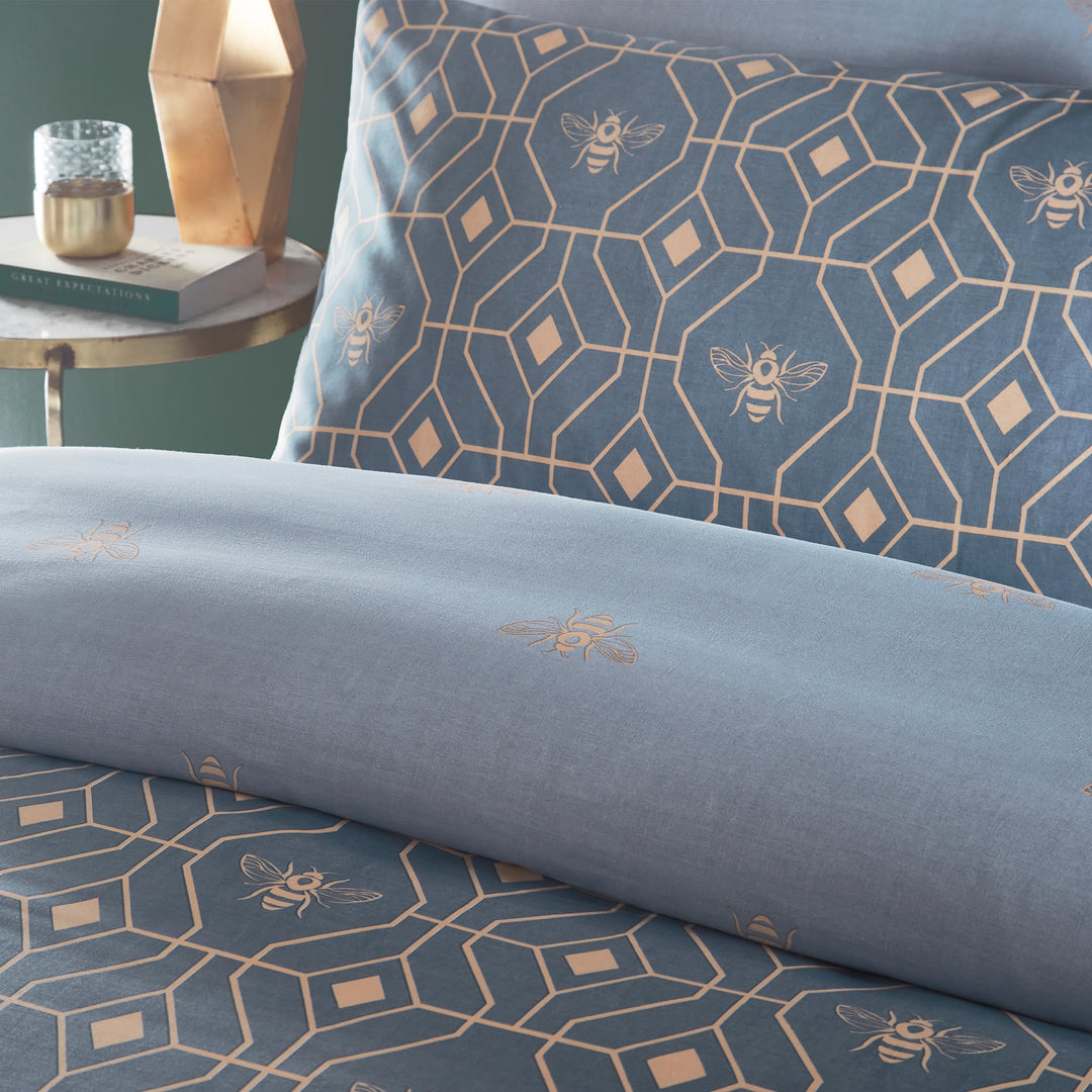 Bee Deco Double Duvet Set French Blue - image 3