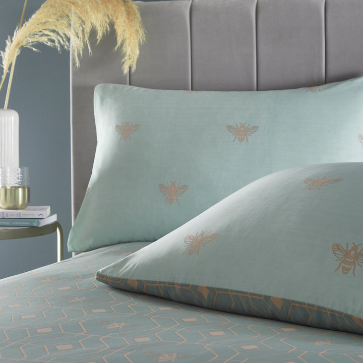 Bee Deco Super King Size Duvet Set Eau De Nil - image 2