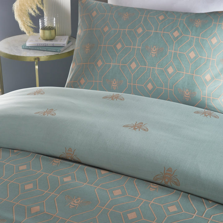 Bee Deco Super King Size Duvet Set Eau De Nil - image 3