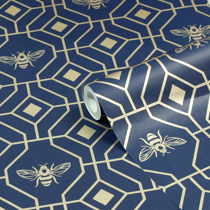 BEE DECO WALLPAPER NAVY