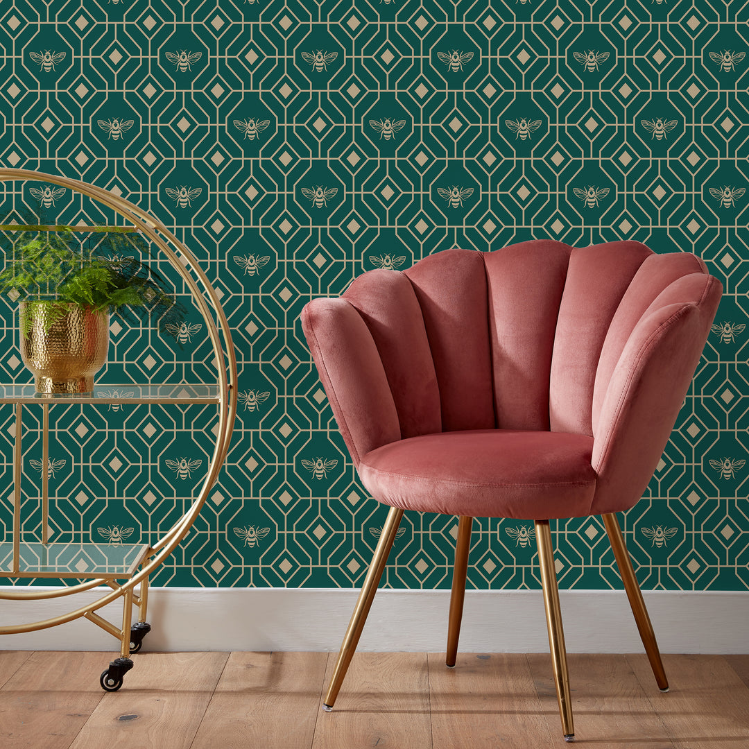 BEE DECO WALLPAPER EMERALD