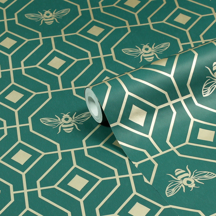 BEE DECO WALLPAPER EMERALD