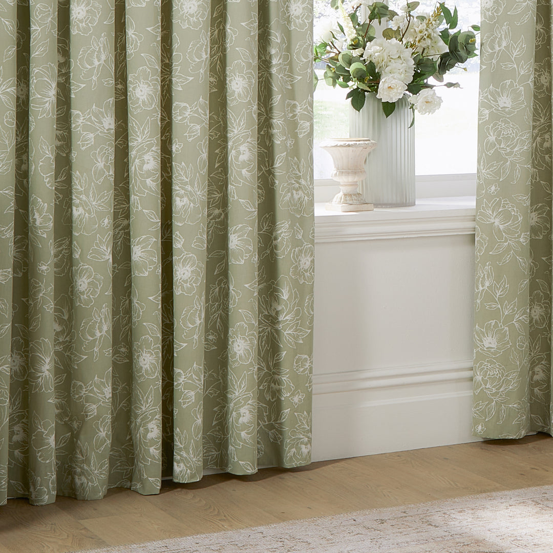 BELLA 117X137 PENCIL PLEAT CURTAINS SAGE