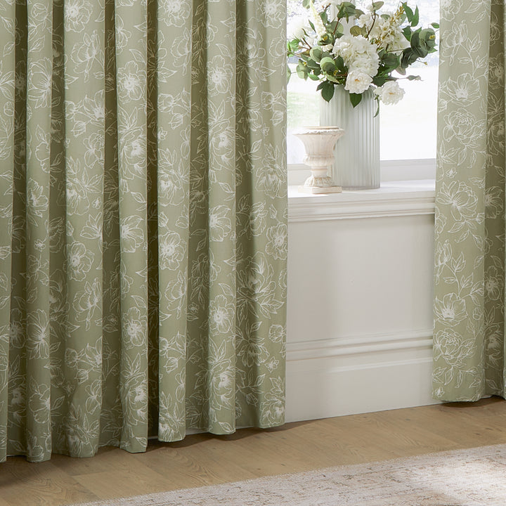BELLA 117X137 PENCIL PLEAT CURTAINS SAGE