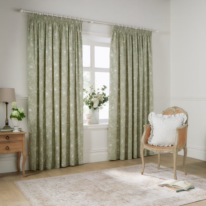 BELLA 117X137 PENCIL PLEAT CURTAINS SAGE