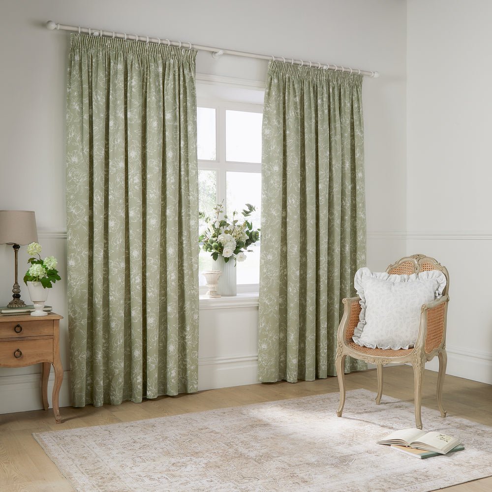 Bella 117x137 Pencil Pleat Curtains Sage - image 2