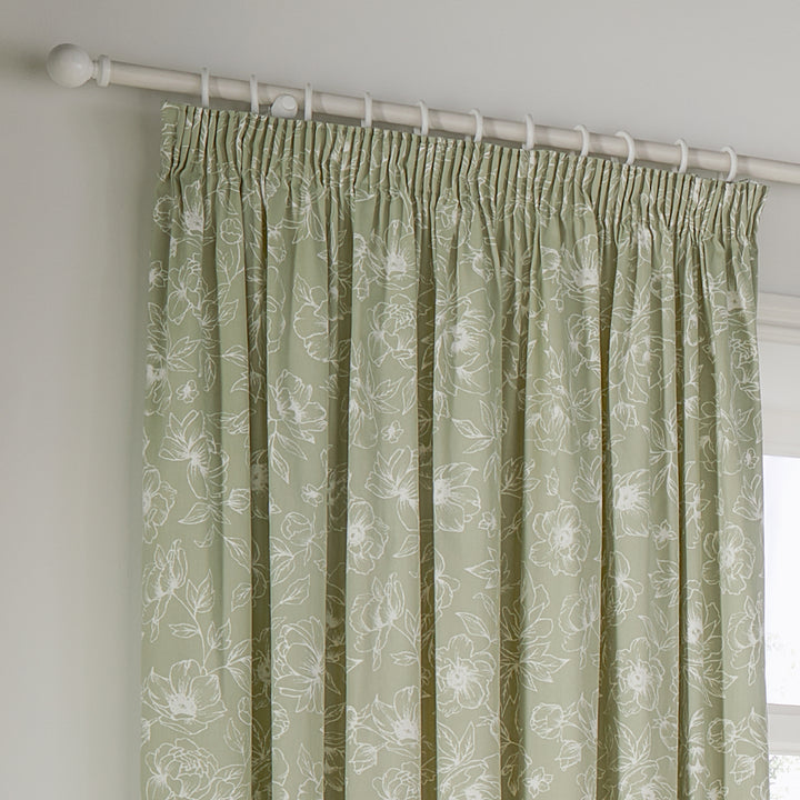 BELLA 168X137 PENCIL PLEAT CURTAINS SAGE