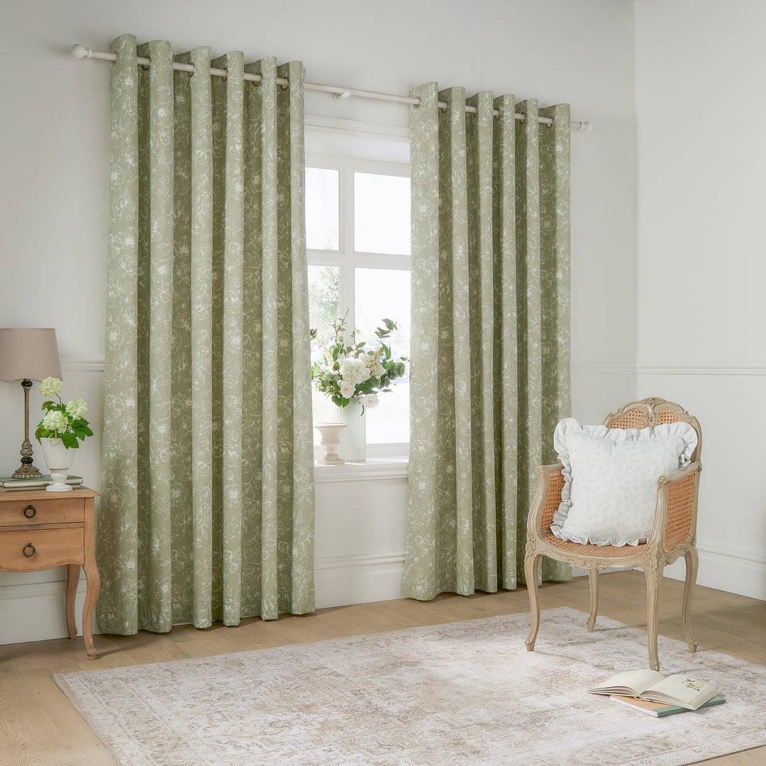 Bella 168x183 Eyelet Curtains Sage - image 2