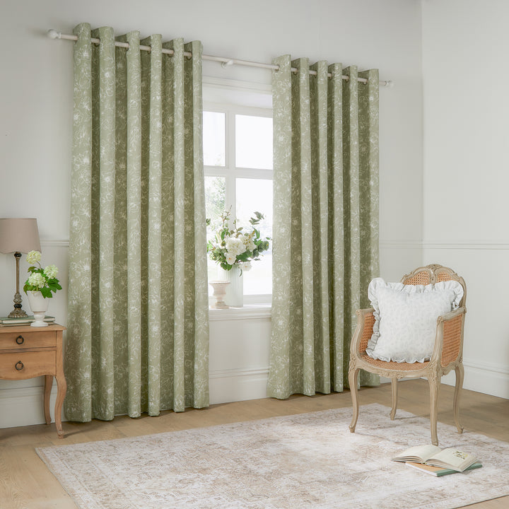 BELLA 229X183 EYELET CURTAINS SAGE