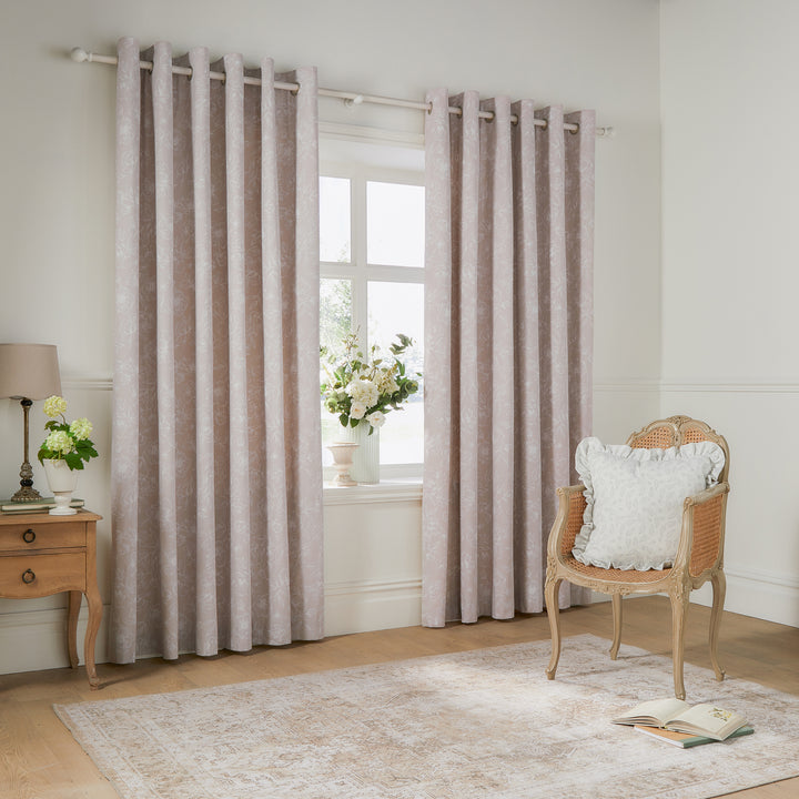 BELLA 117X137 EYELET CURTAINS NATURAL