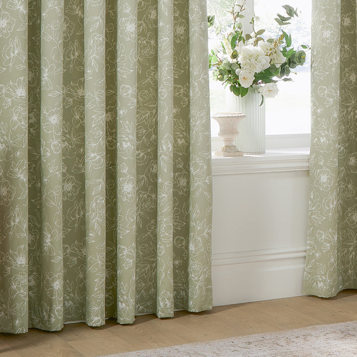 BELLA 117X137 EYELET CURTAINS SAGE