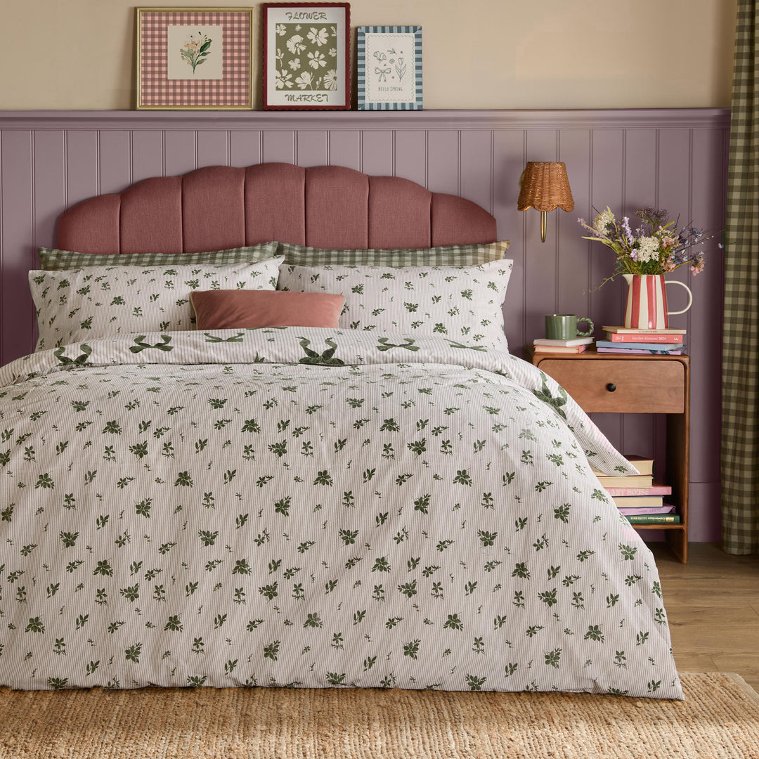 Belle Stripe Single Duvet Set Evergreen - image 2