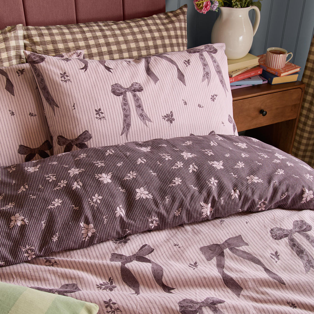Belle Stripe Double Duvet Set Rosewood - image 3
