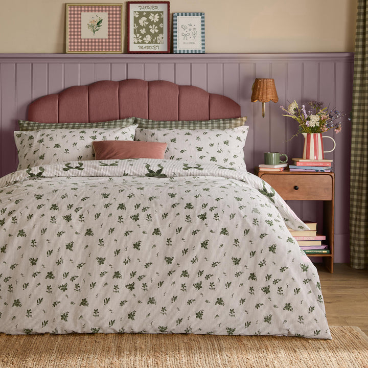 Belle Stripe Super King Duvet Set Evergreen - image 2
