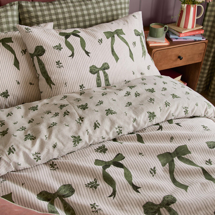 Belle Stripe Super King Duvet Set Evergreen - image 3