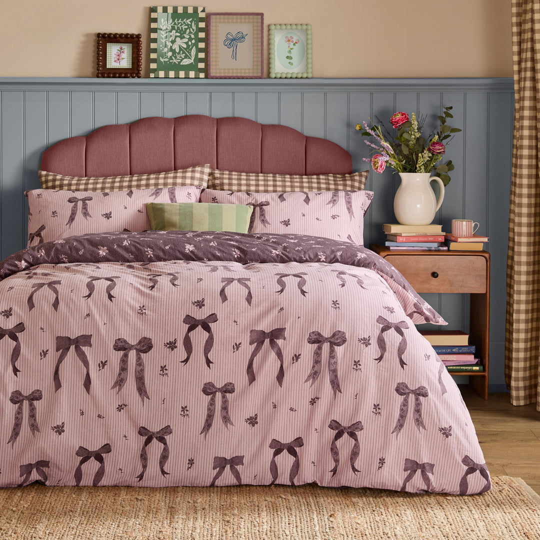 Belle Stripe Super King Duvet Set Rosewood