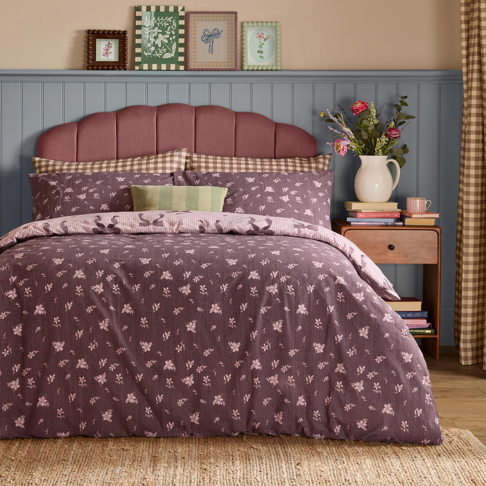 Belle Stripe Super King Duvet Set Rosewood - image 2