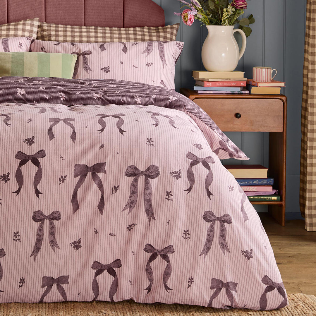 Belle Stripe Super King Duvet Set Rosewood - image 4