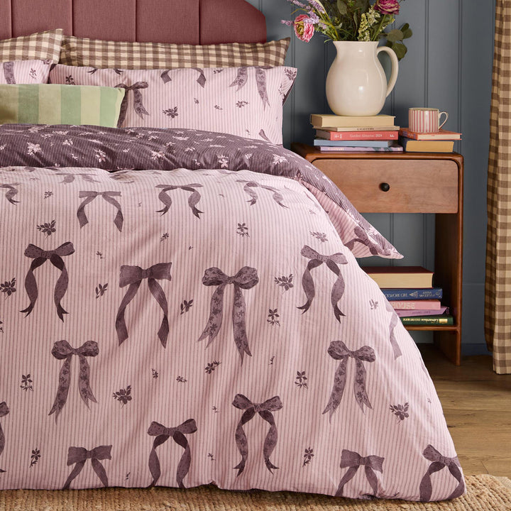 Belle Stripe Super King Duvet Set Rosewood - image 4