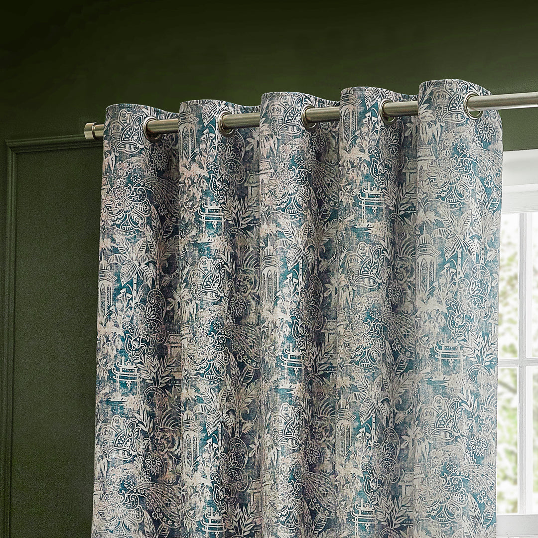BENGAL 228X137 EYELET CURTAINS WEDGEWOOD