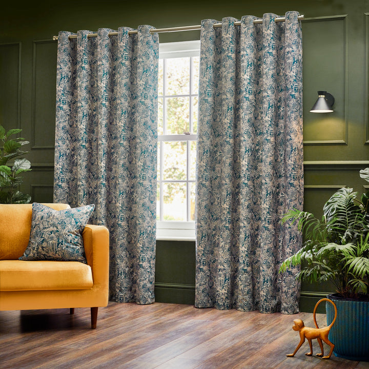 BENGAL 228X137 EYELET CURTAINS WEDGEWOOD