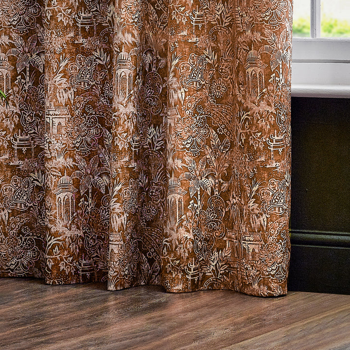 BENGAL 167X137 EYELET CURTAINS AMBER