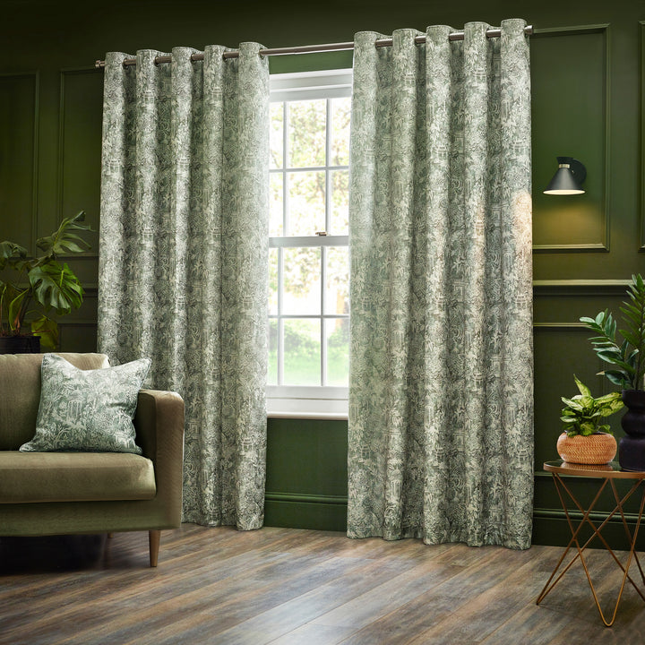 BENGAL 167X228 EYELET CURTAINS SAGE
