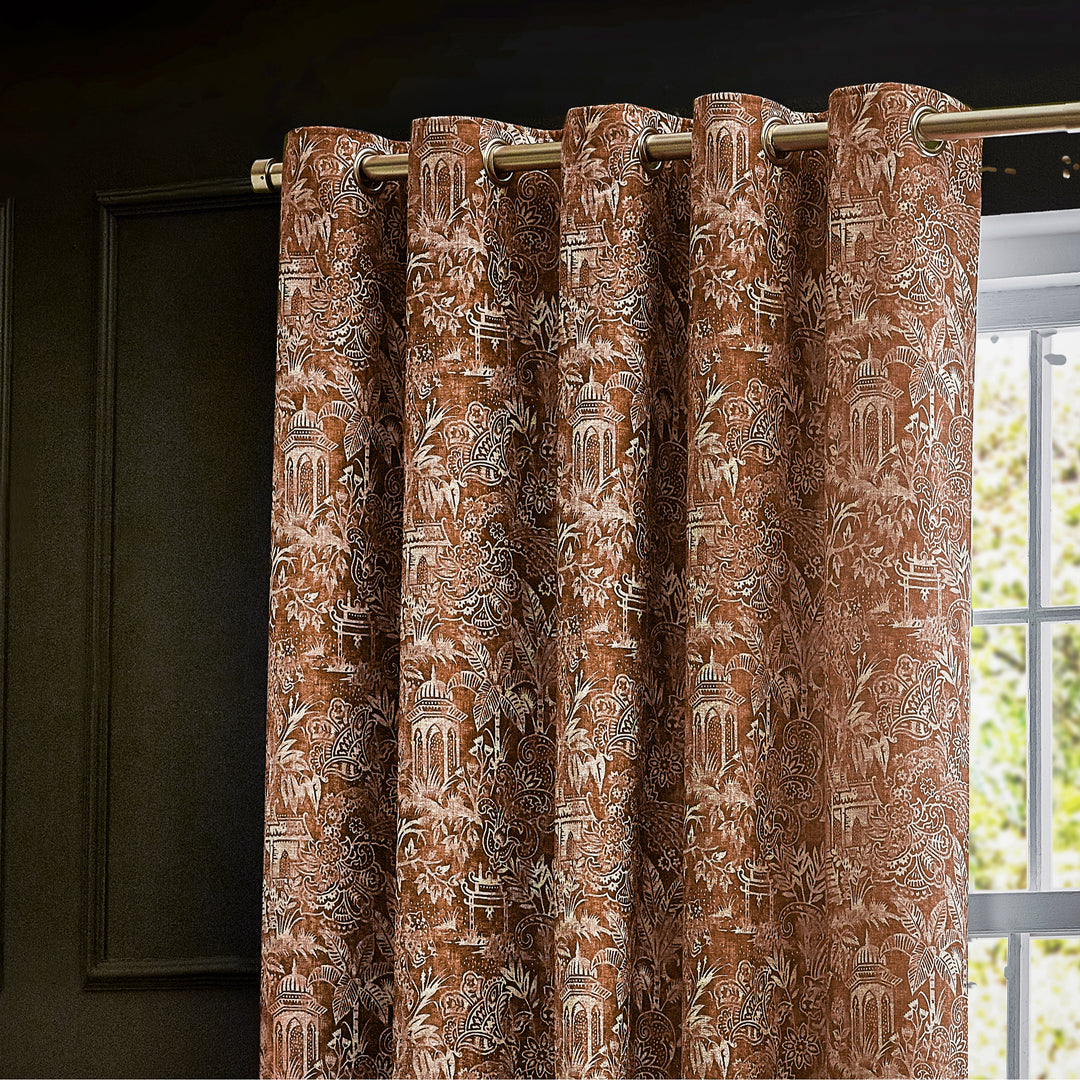 BENGAL 117X182 EYELET CURTAINS AMBER