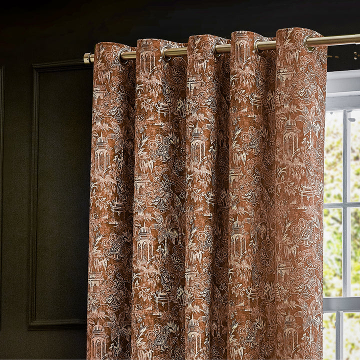 BENGAL 117X182 EYELET CURTAINS AMBER