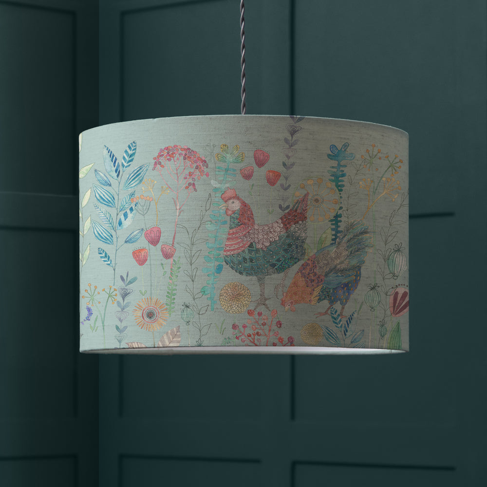 Bilbury Flock EVA 46x24cm Lampshade Robins Egg