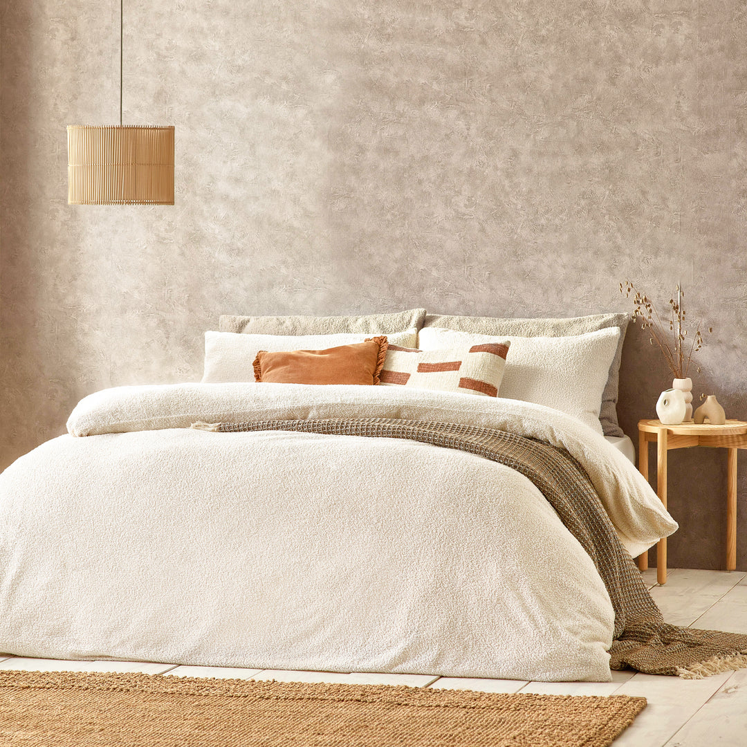 Boucle Single Duvet Set Ecru