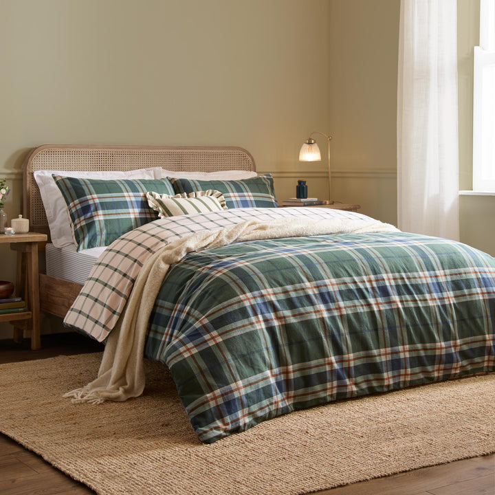 Braemar Check Single Duvet Set Forest/Navy