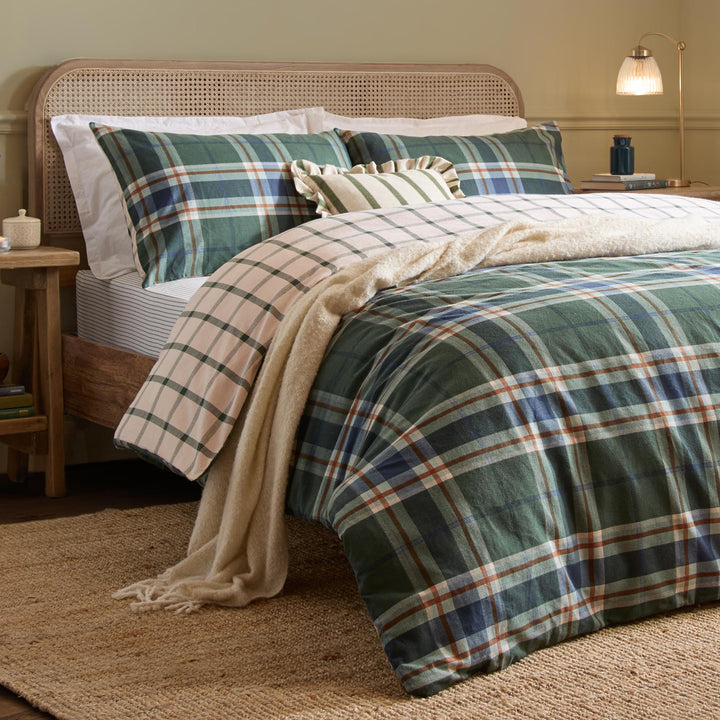 Braemar Check Single Duvet Set Forest/Navy - image 3