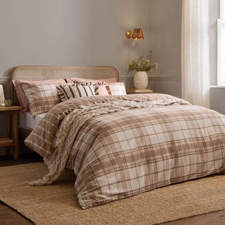Braemar Check Double Duvet Set Natural
