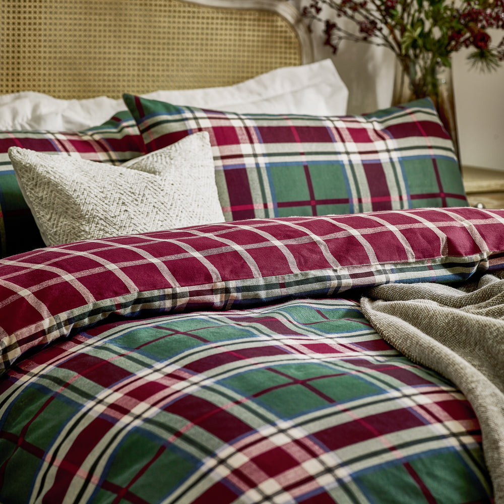 Braemar Check Single Duvet Set Berry/Pine - image 2
