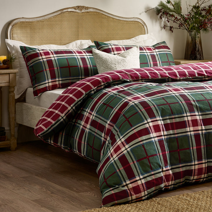 Braemar Check Double Duvet Set Berry/Pine - image 3